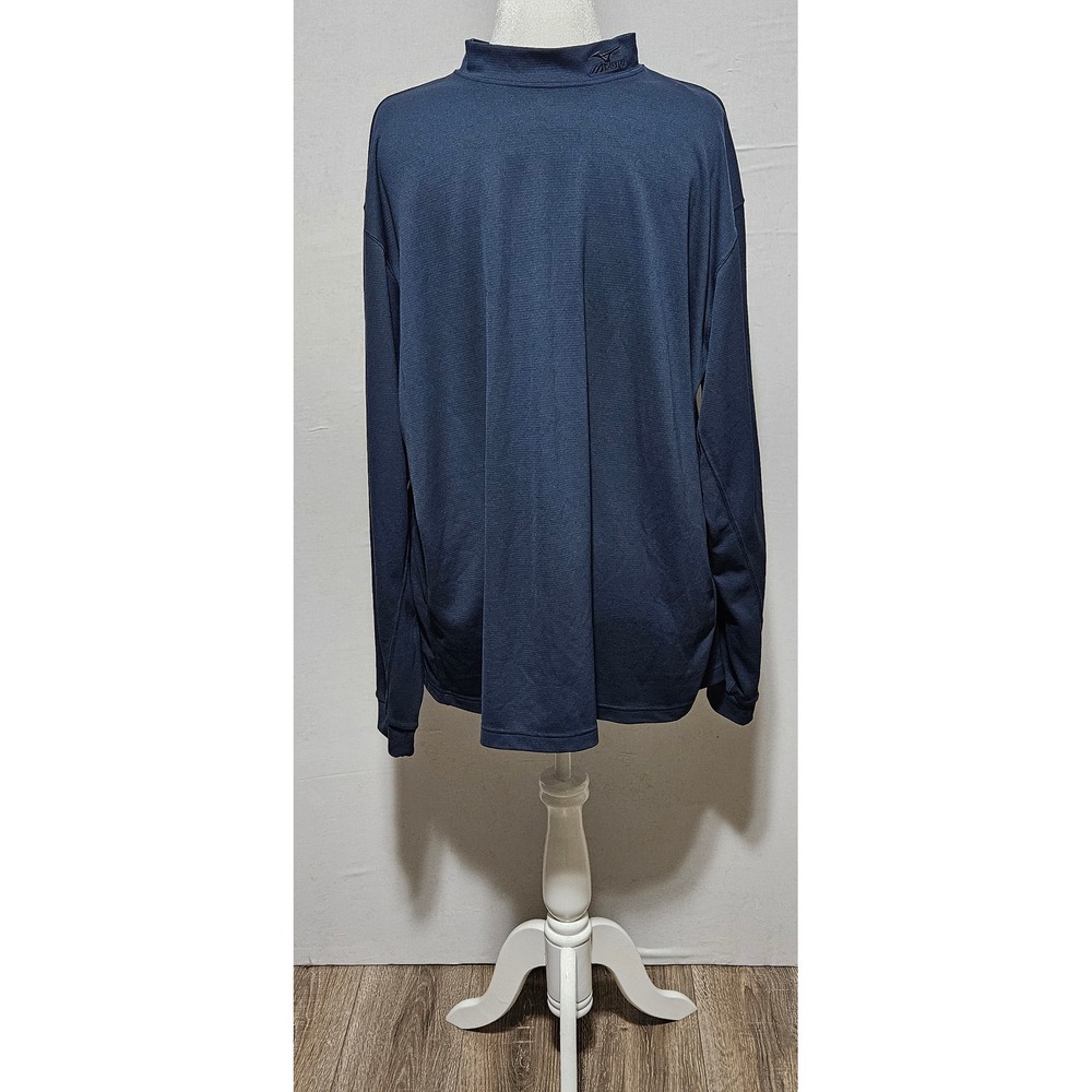 Mizuno Mens Navy Blue Mock Neck Long Sleeve Athletic Training Shirt XL